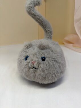 Jellycat Silver-Gray Pom Pom Cat Plush with Blue Eyes